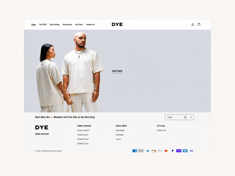 Tendou agency website mockup with animated homepage