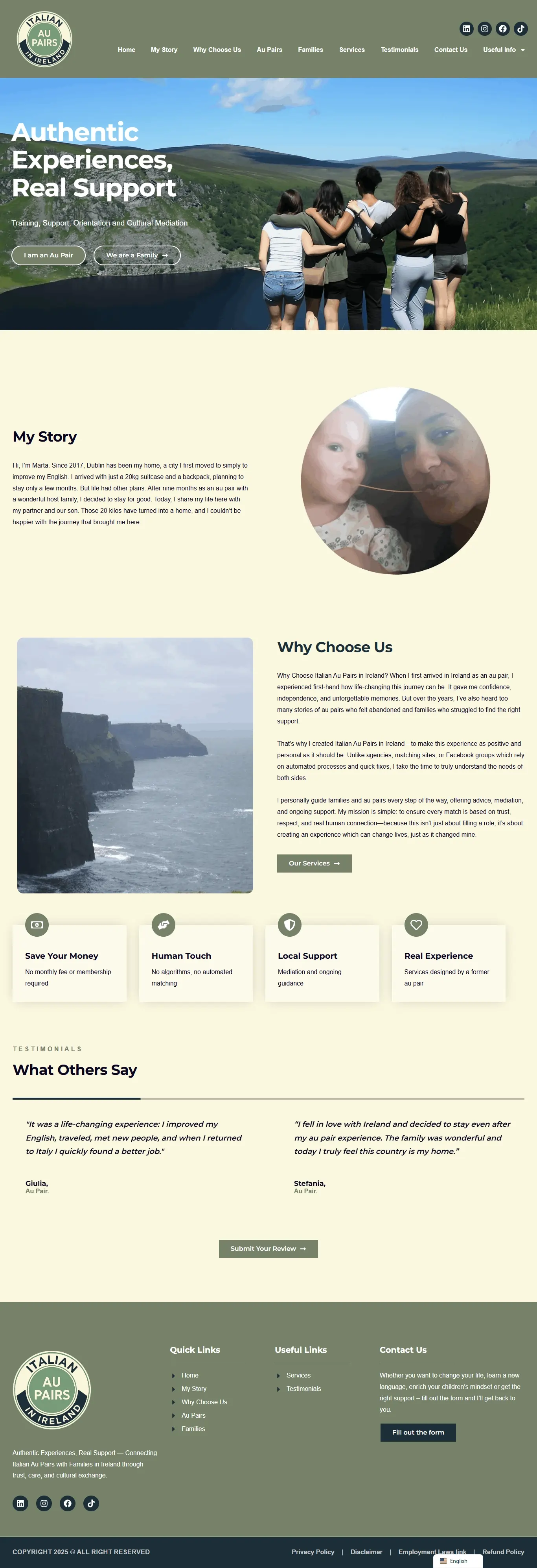 Italiana Au Pair — WordPress Elementor website project