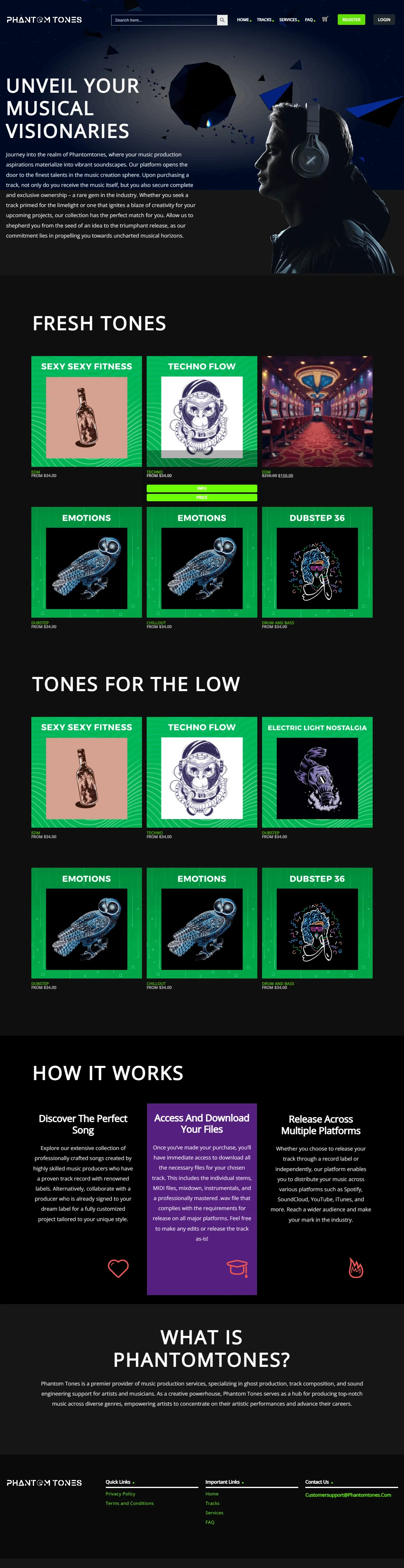 Phantom Tones — WordPress WooCommerce website project